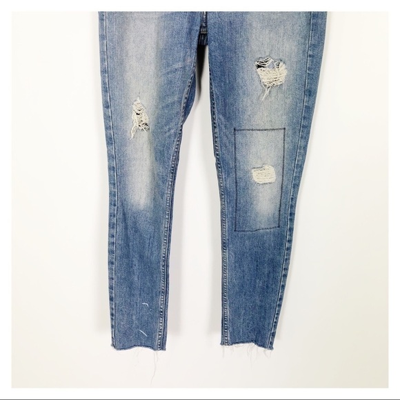 Re/Done Distressed Raw Hem Skinny Jeans - Picture 4 of 7